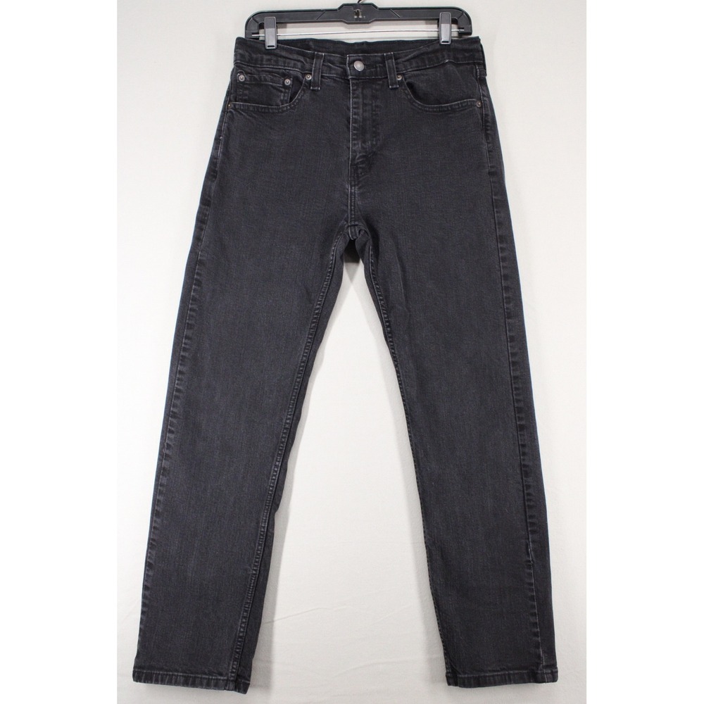 Levis 505 Regular Fit Black Straight Leg Jeans Mens W32 L30 Faded Denim